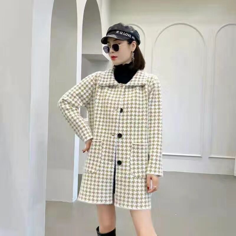 long plaid coat autumn winter thick loose suit collar warm autumn winter coat