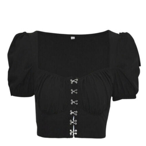 Fashion Trend Women Sexy Tank Tops Lady Girls Square Neck Crop Top Short Sleeve Vest Shirt Tops Clothing