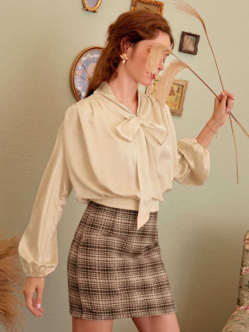 Simplee Casual solid Apricot long sleeve women blouse