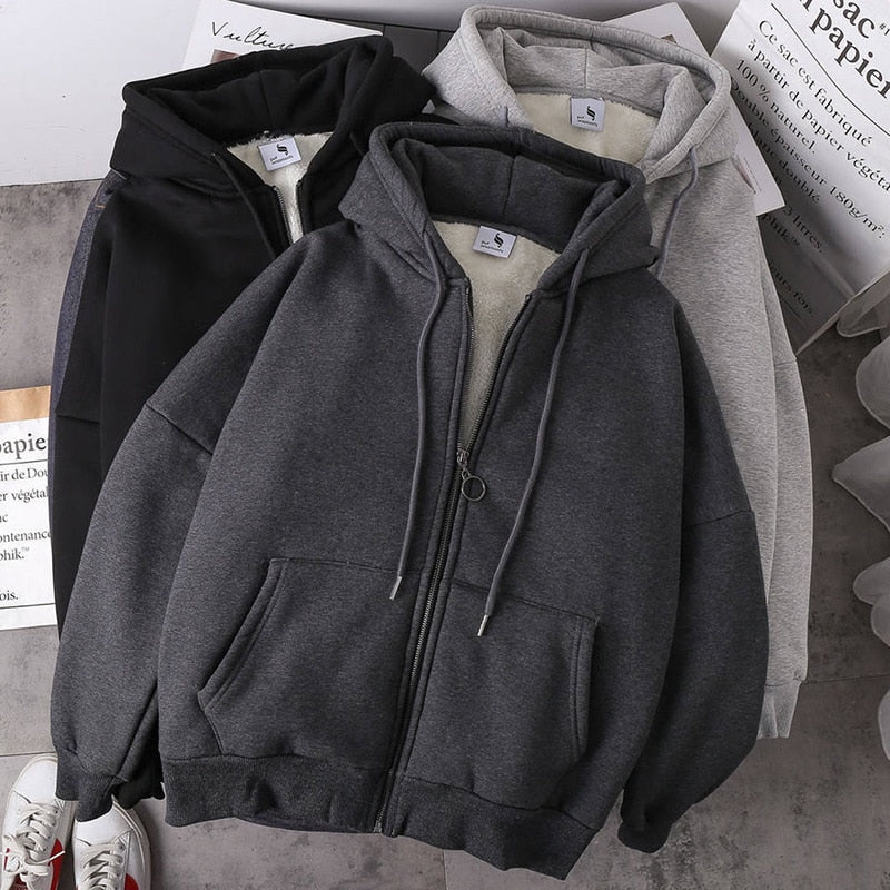 Rimocy Solid Color Women's Hooded Jacket