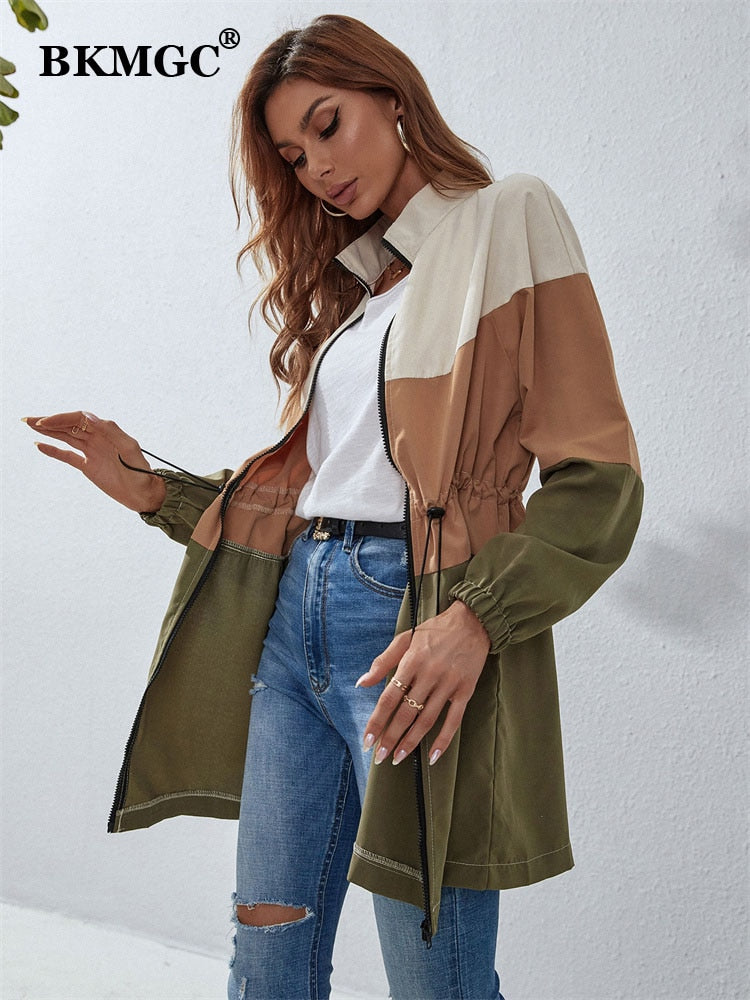 Streetwear Green Brown Beige Wide Strips