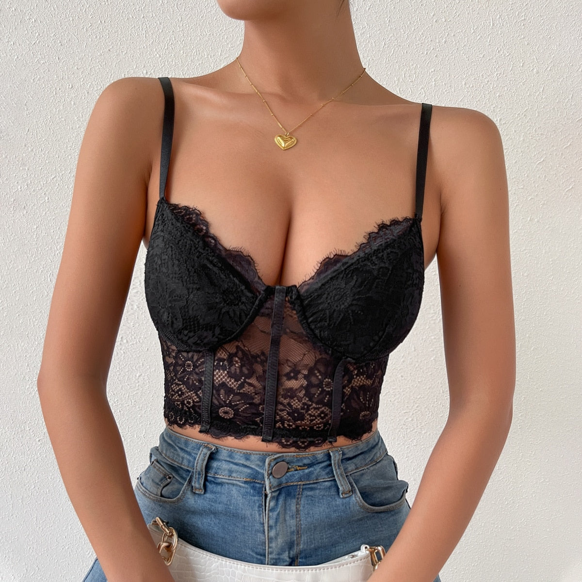 Sexy Lace Crop Top for Women 2023 Summer Exotic Bustiers Push Up Spaghetti Straps Top Corsets Streetwear Wholesale