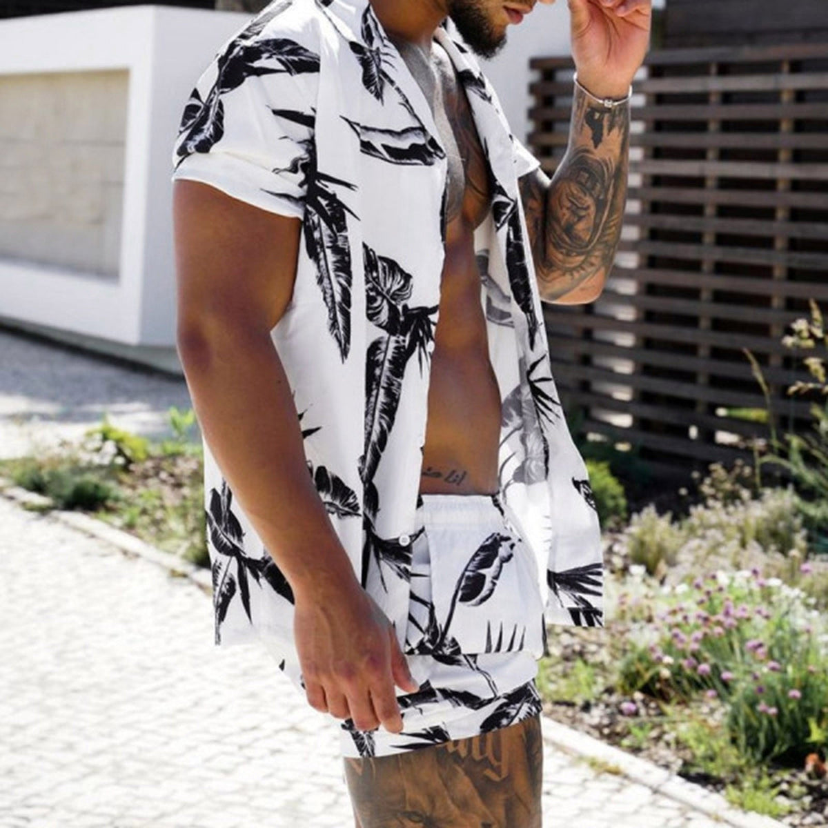 Summer Hawaii Tropical Print Men Sets
