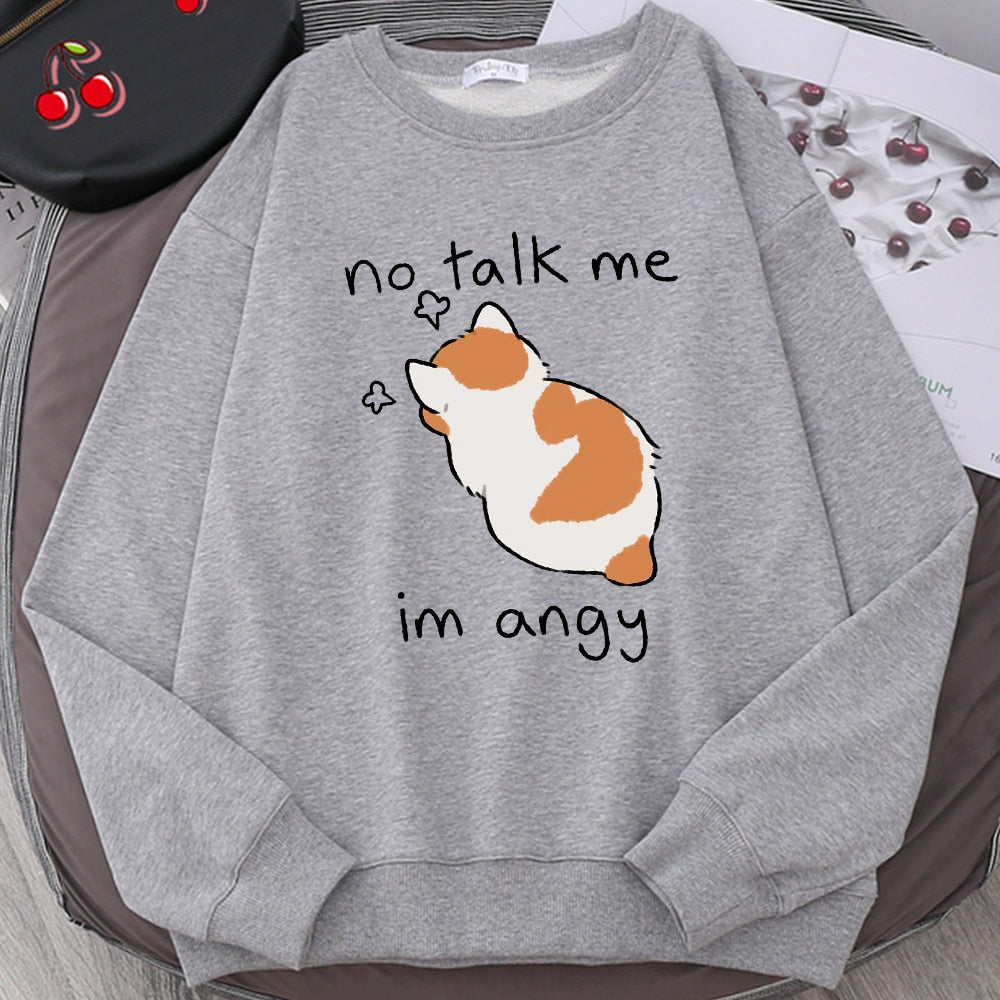 Cat Print Top Women Harajuku Oversize Long-Sleeve Kawaii
