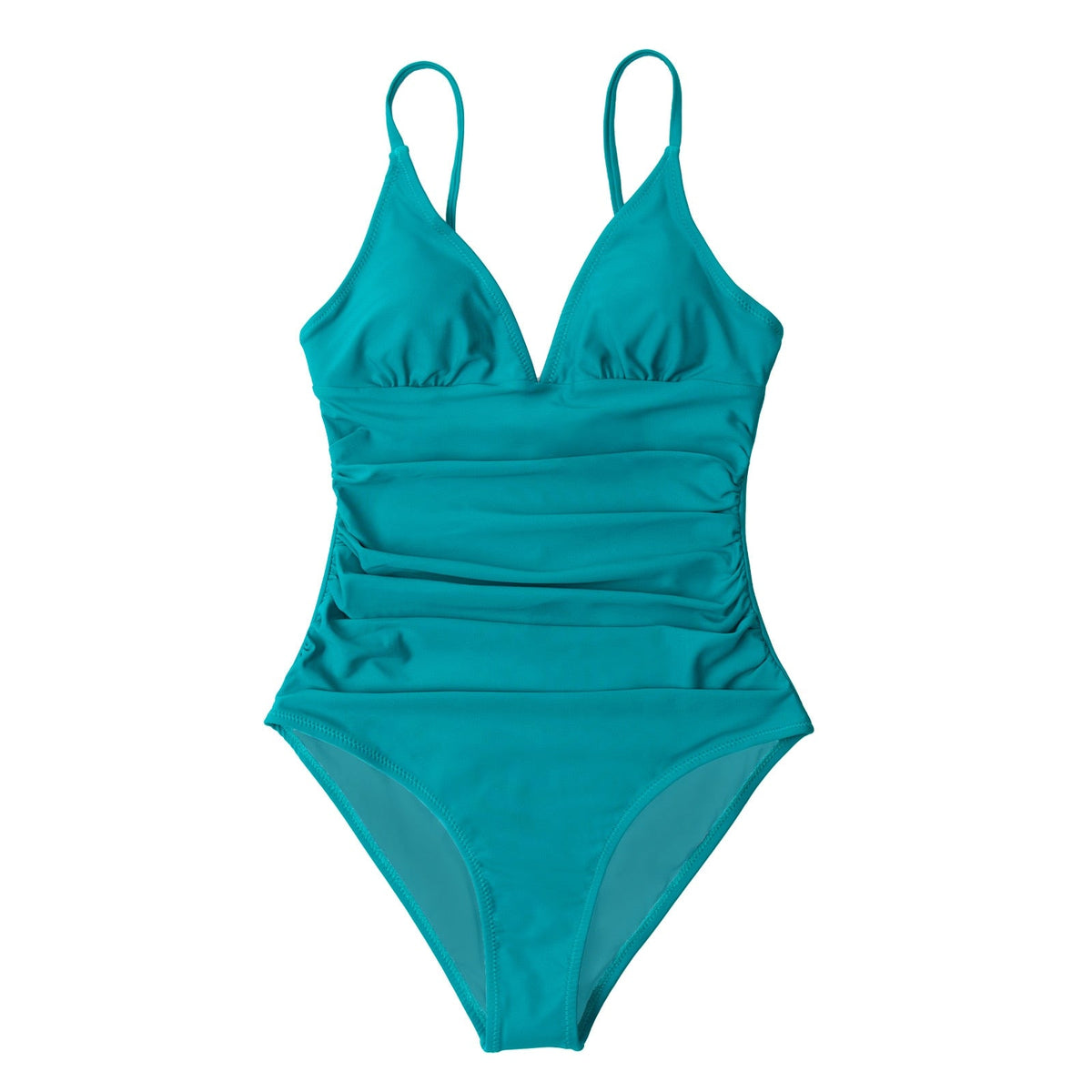 SEASELFIE Sexy Solid Orange Shirring V-neck One-Piece Swimsuit Women Monokini Beach Bathing Suit Swimwear