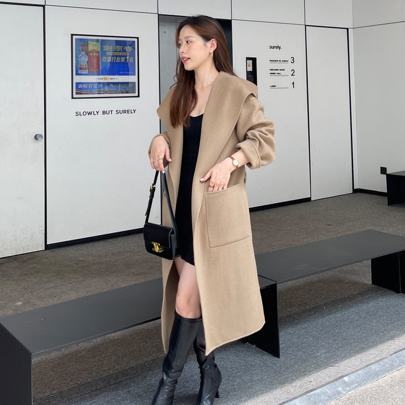 Wool Coat Hooded Fashion