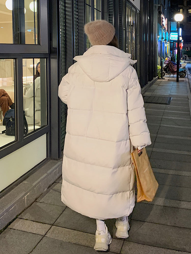 New Solid Color Long Straight Winter Coat
