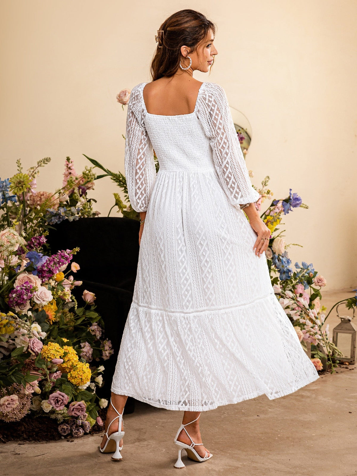 Simplee Elegant white bridesmaid party dress