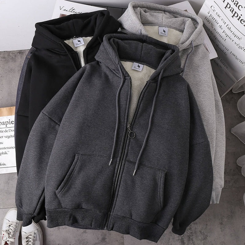 Rimocy Solid Color Women's Hooded Jacket