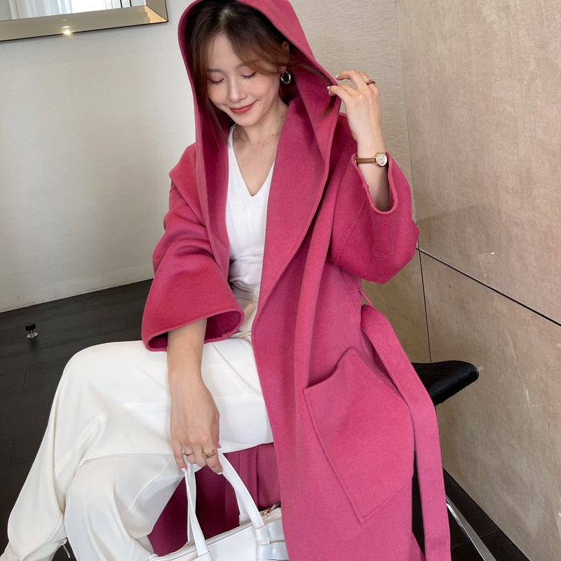 Wool Coat Hooded Fashion