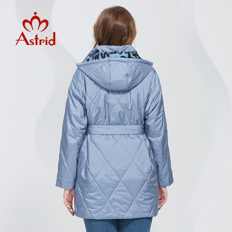 Spring coats Women parkas Oversize Long warm letter print sashes hooded