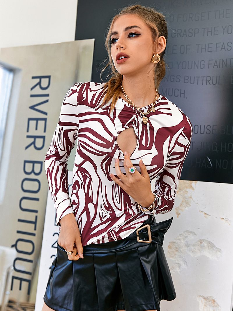 Long Sleeve Stripes Sheath Top