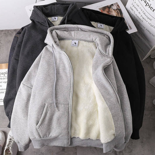 Rimocy Solid Color Women's Hooded Jacket