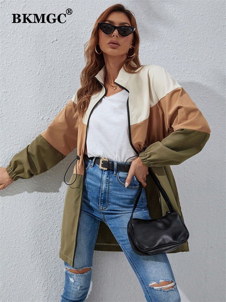 Streetwear Green Brown Beige Wide Strips