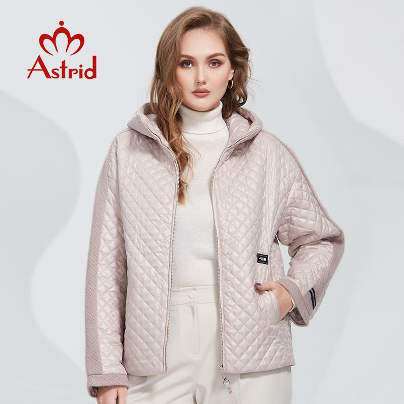 Spring Women Parkas Oversize Diamond Pattern Padded Coats