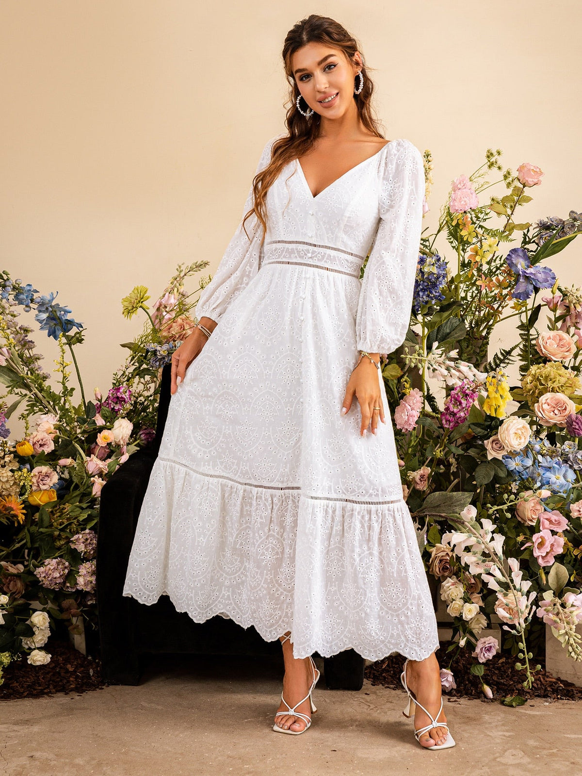 Simplee Elegant white bridesmaid party dress