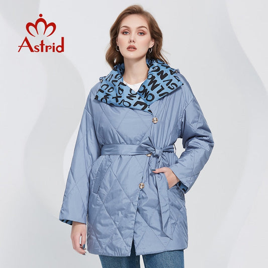 Spring coats Women parkas Oversize Long warm letter print sashes hooded