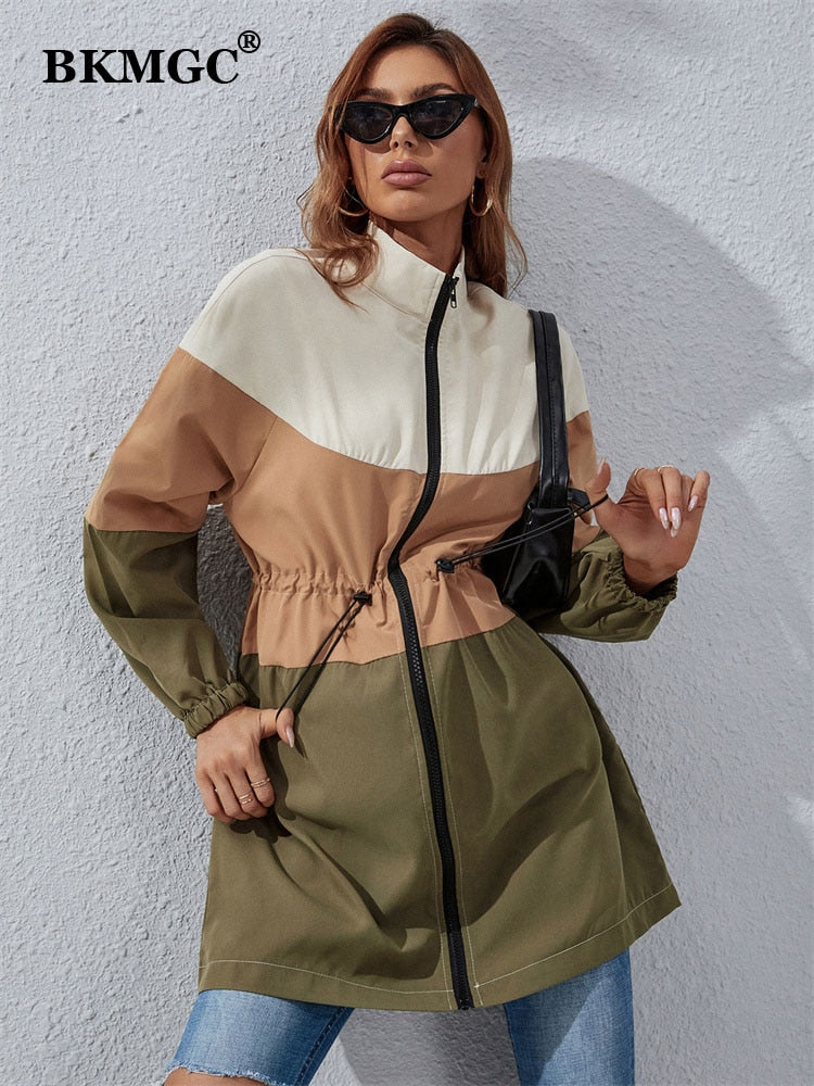 Streetwear Green Brown Beige Wide Strips