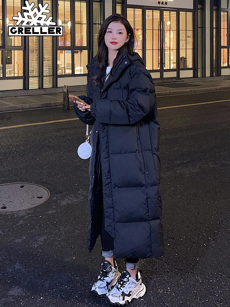 New Solid Color Long Straight Winter Coat