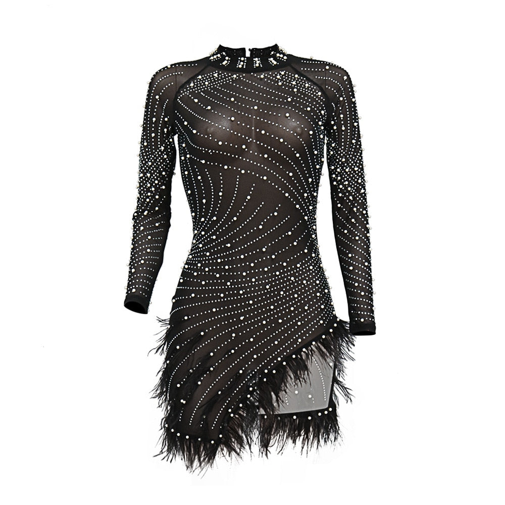 New Long Sleeve Diamonds Sexy Bodycon