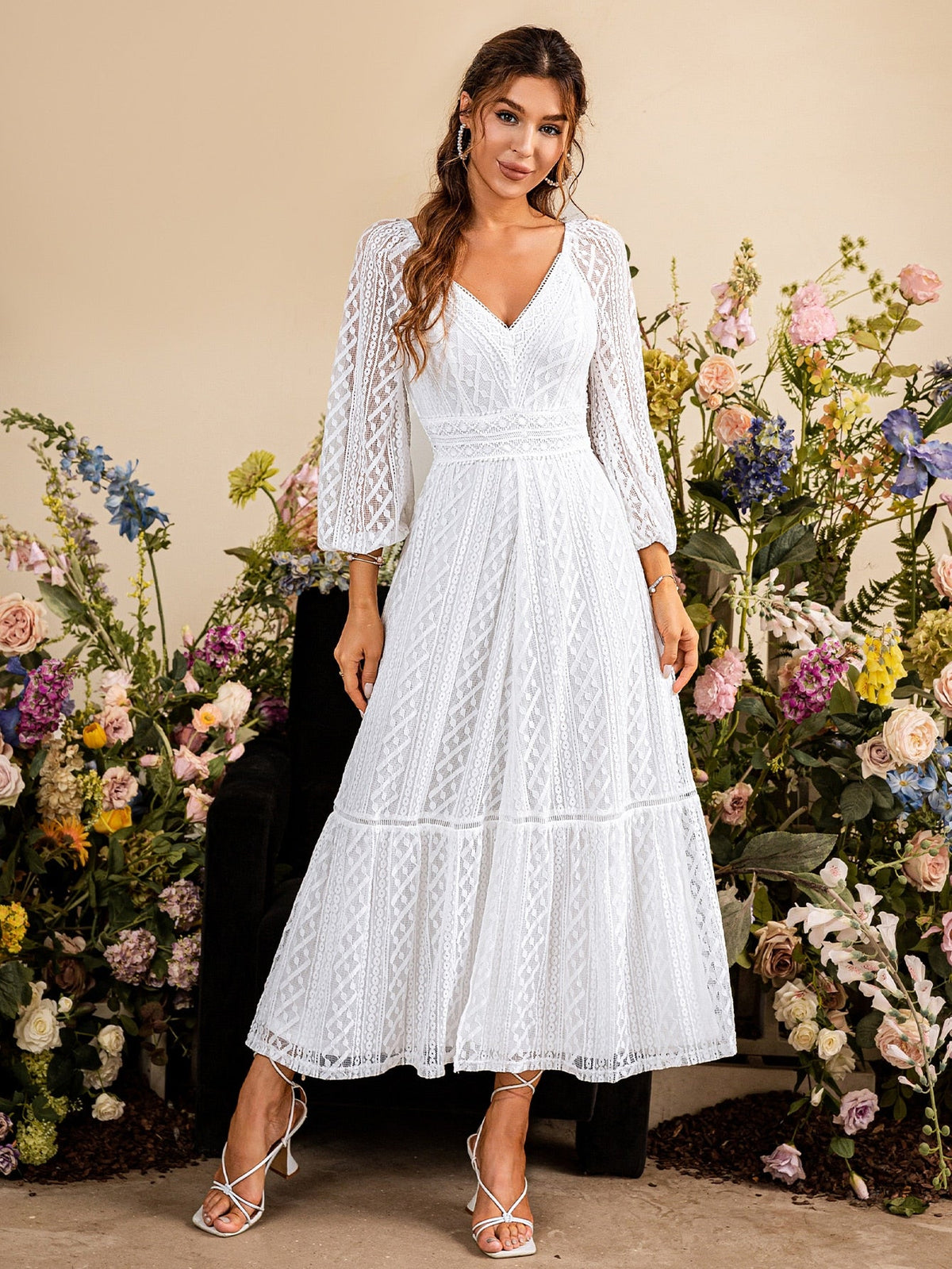 Simplee Elegant white bridesmaid party dress