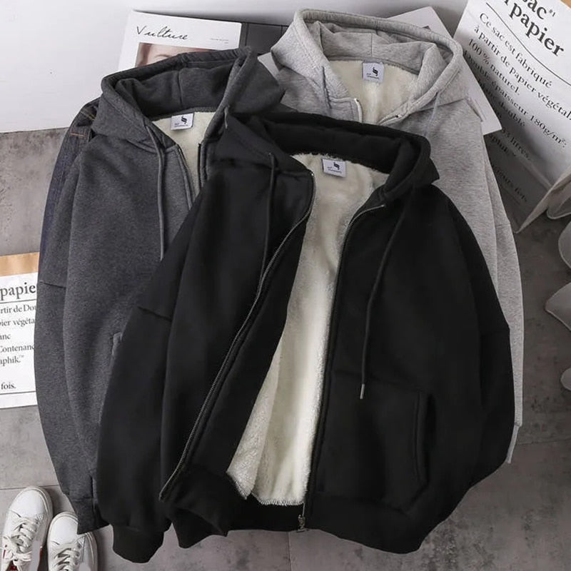 Rimocy Solid Color Women's Hooded Jacket