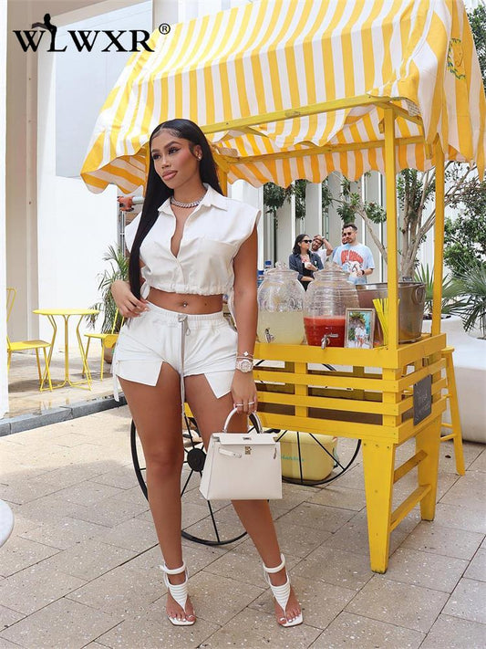 WLWXR Summer Sexy White 2 Two Piece Sets