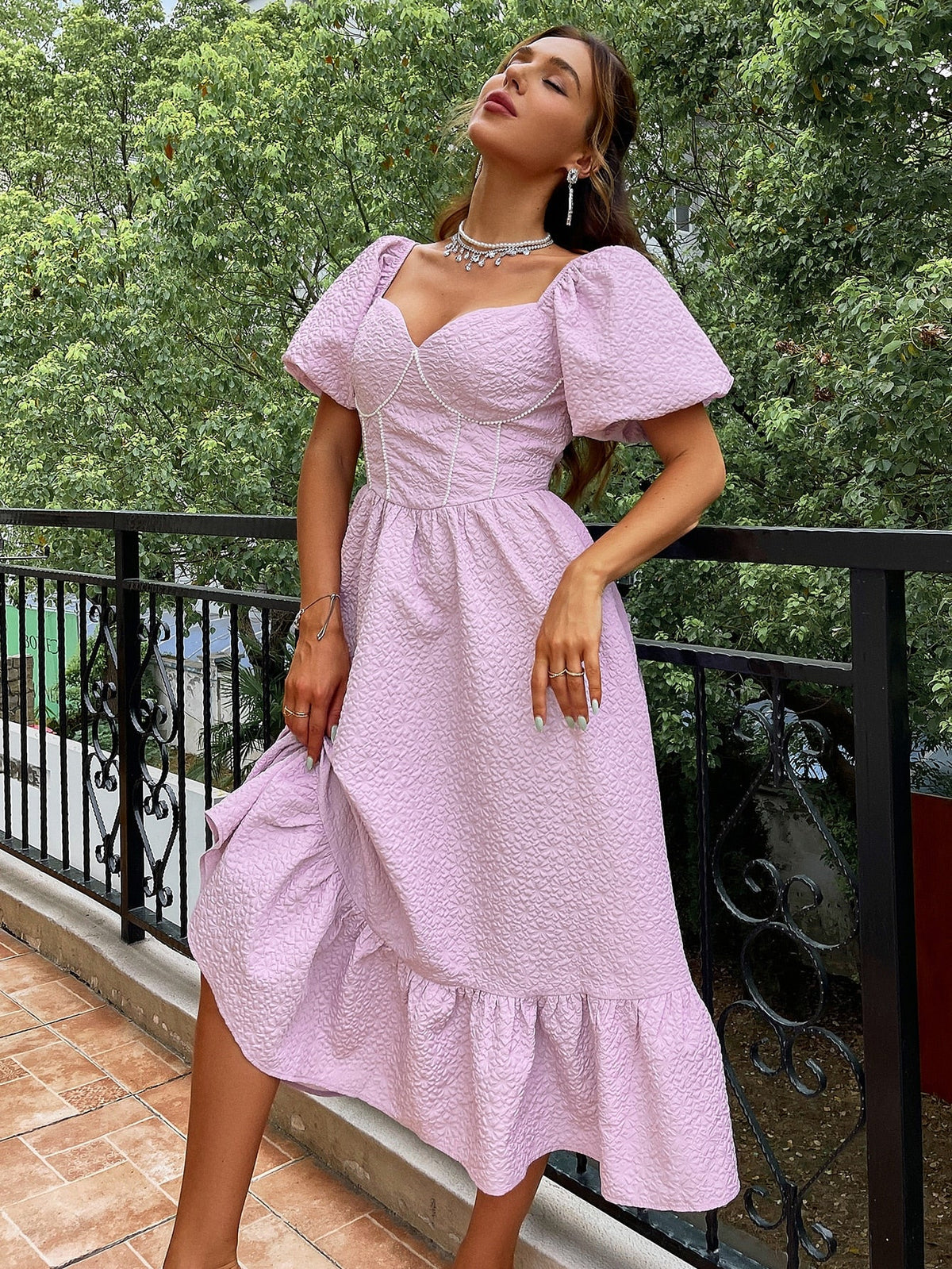 Simplee Puff sleeve sexy corset women party dress Elegant slash neck sweet evening dresses