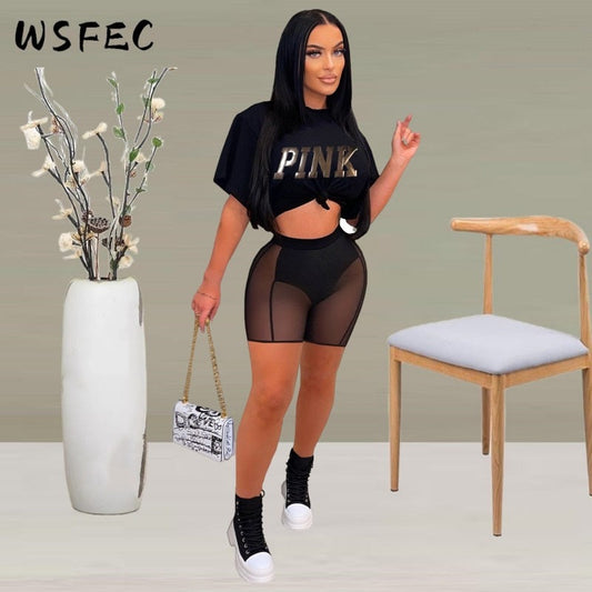 WSFEC S-2XL Casual Sexy Two Piece Sets Women