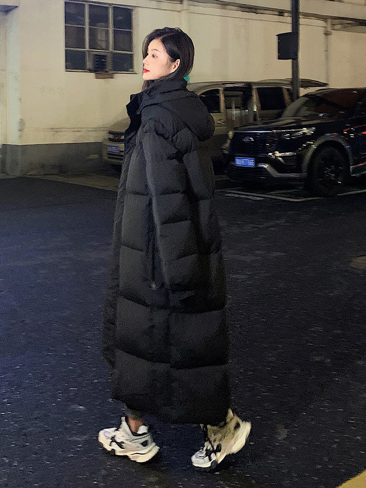 New Solid Color Long Straight Winter Coat