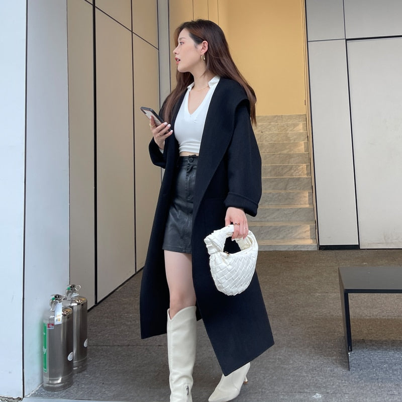 Wool Coat Hooded Fashion
