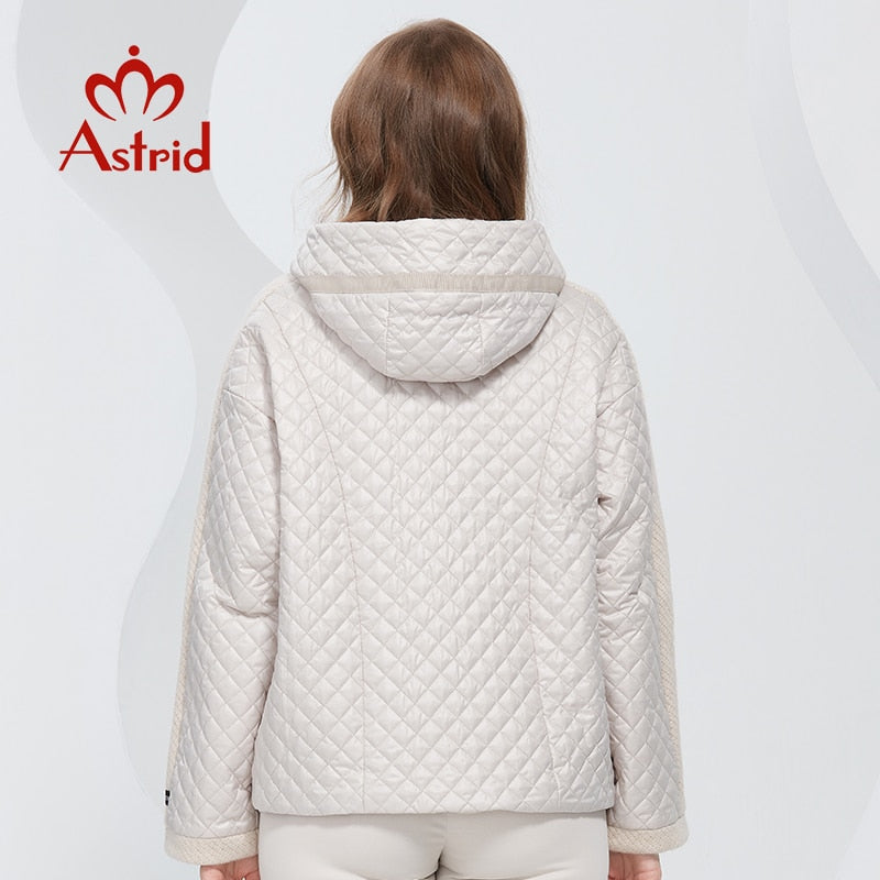 Spring Women Parkas Oversize Diamond Pattern Padded Coats