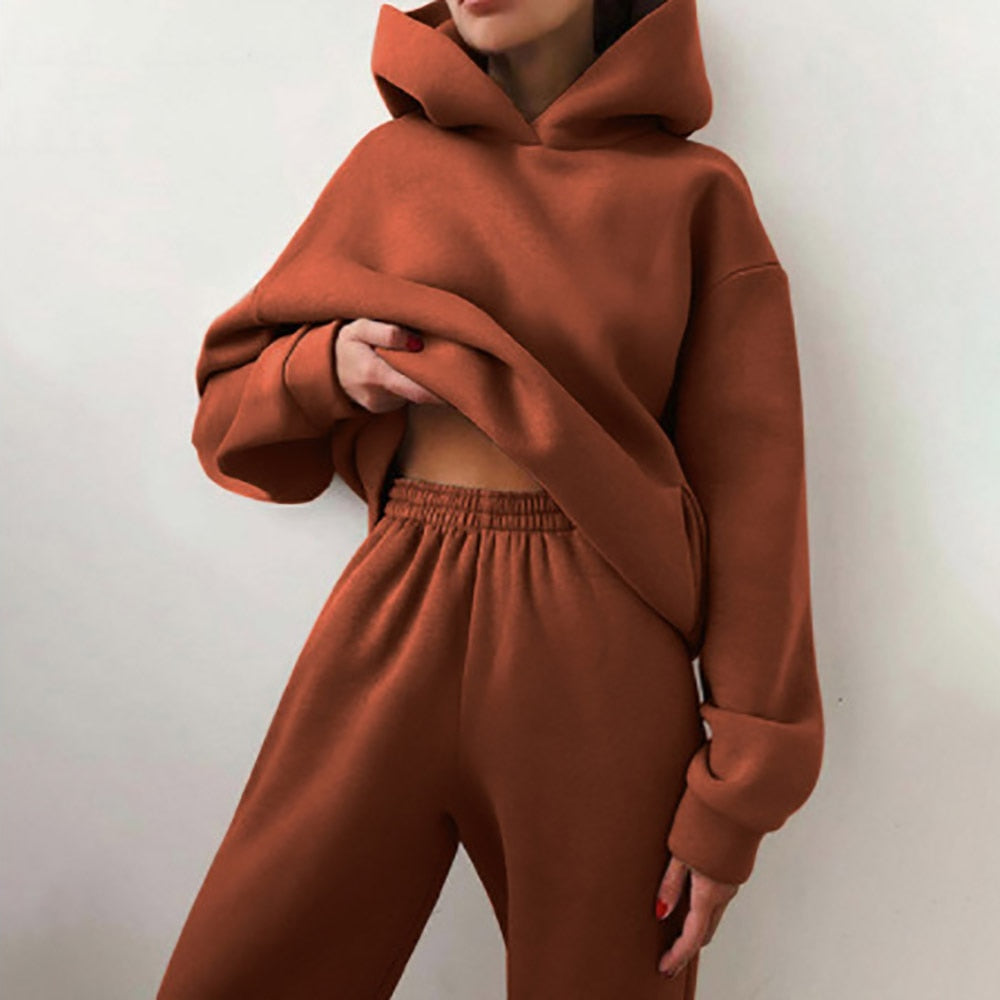 Women Casual Tracksuit Autumn Fashion Casual Hooded Two Piece