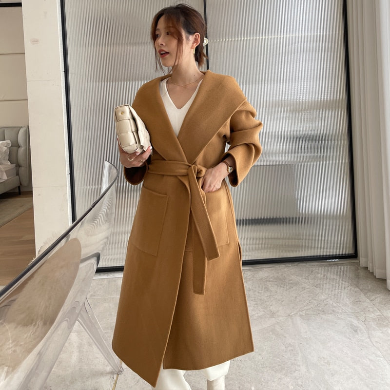 Wool Coat Hooded Fashion