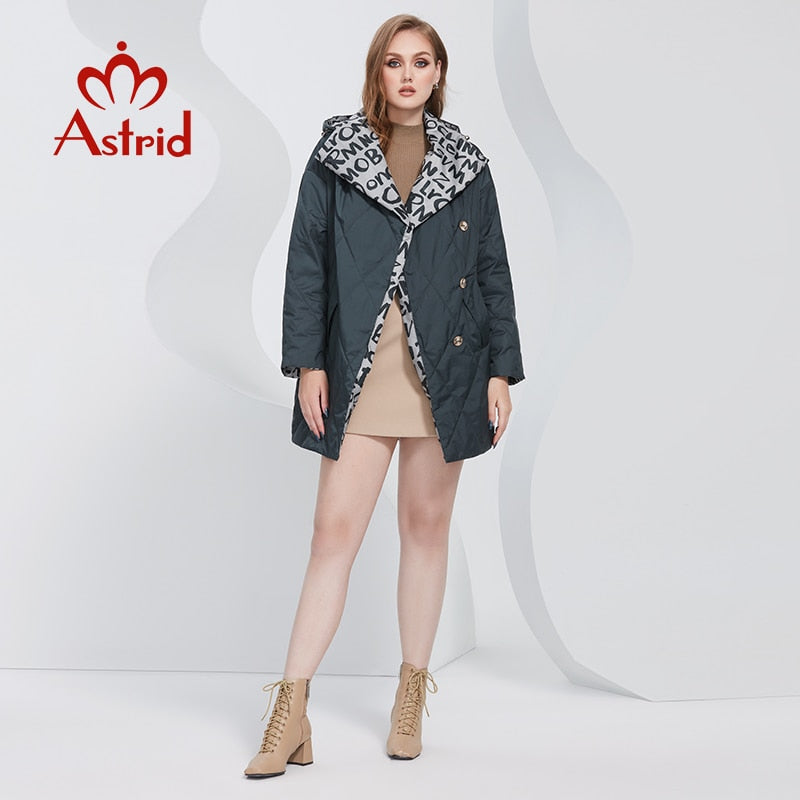 Spring coats Women parkas Oversize Long warm letter print sashes hooded
