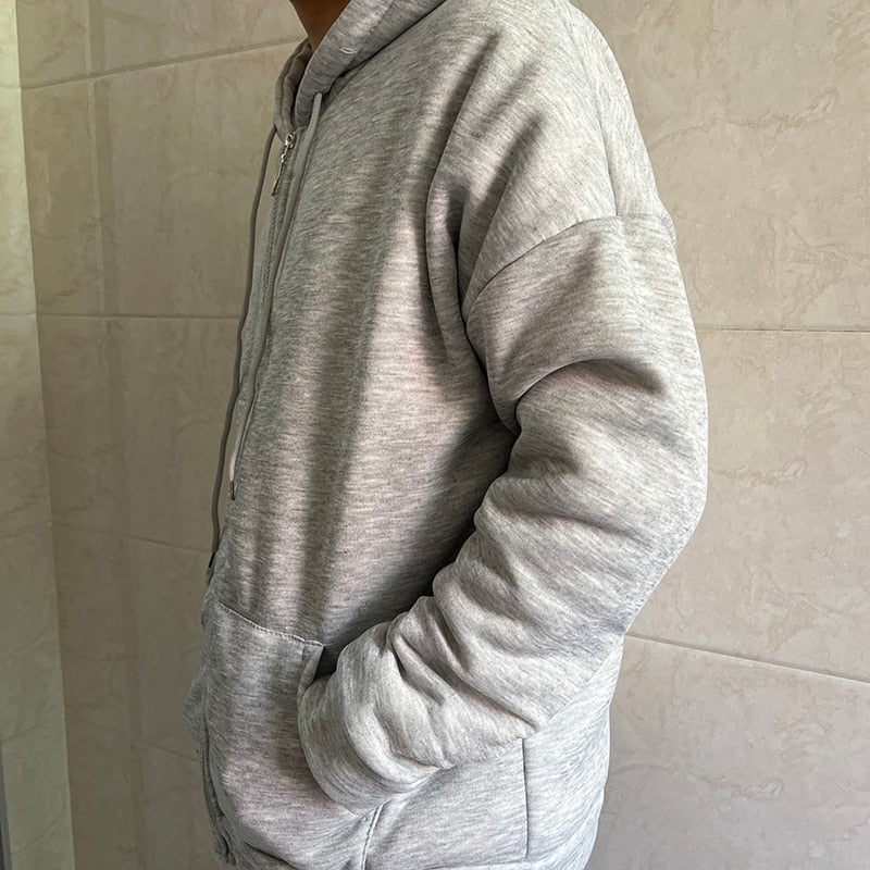 Rimocy Solid Color Women's Hooded Jacket