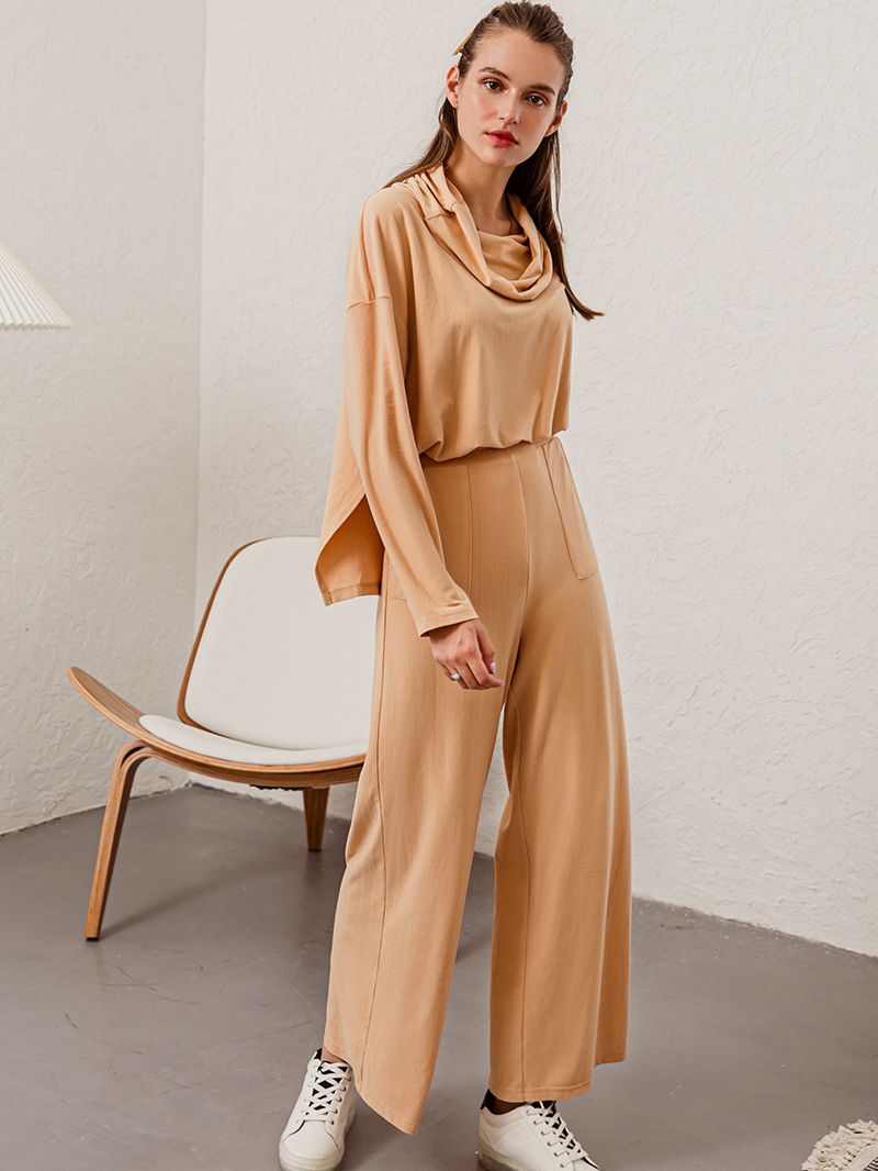 Simplee Elegant Solid long sleeve women two-piece jumpsuit Autumn winter pocket casual summer ladies  fashion party jumpsuits