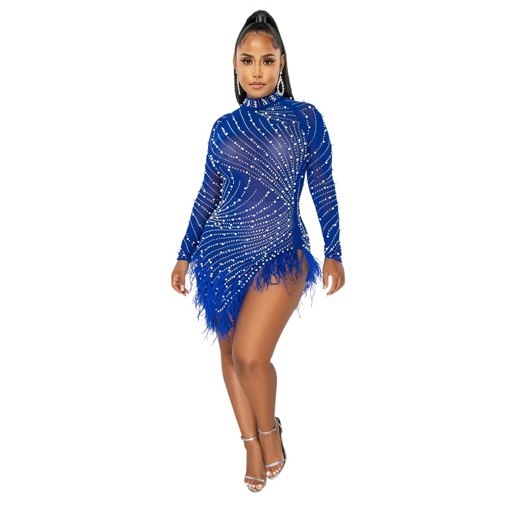 New Long Sleeve Diamonds Sexy Bodycon