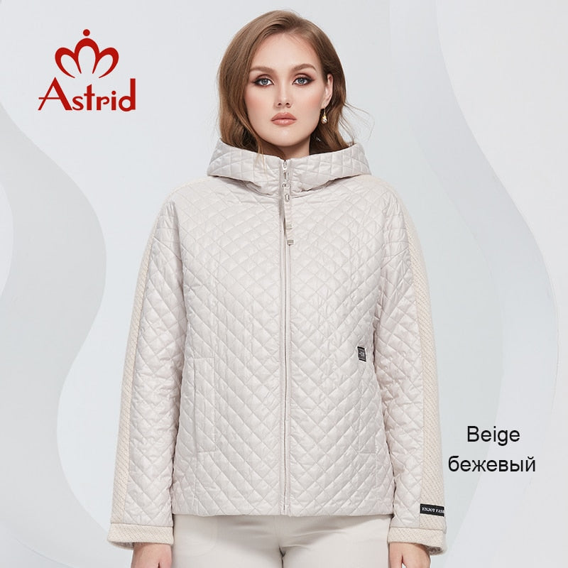 Spring Women Parkas Oversize Diamond Pattern Padded Coats