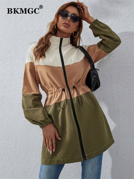 Streetwear Green Brown Beige Wide Strips