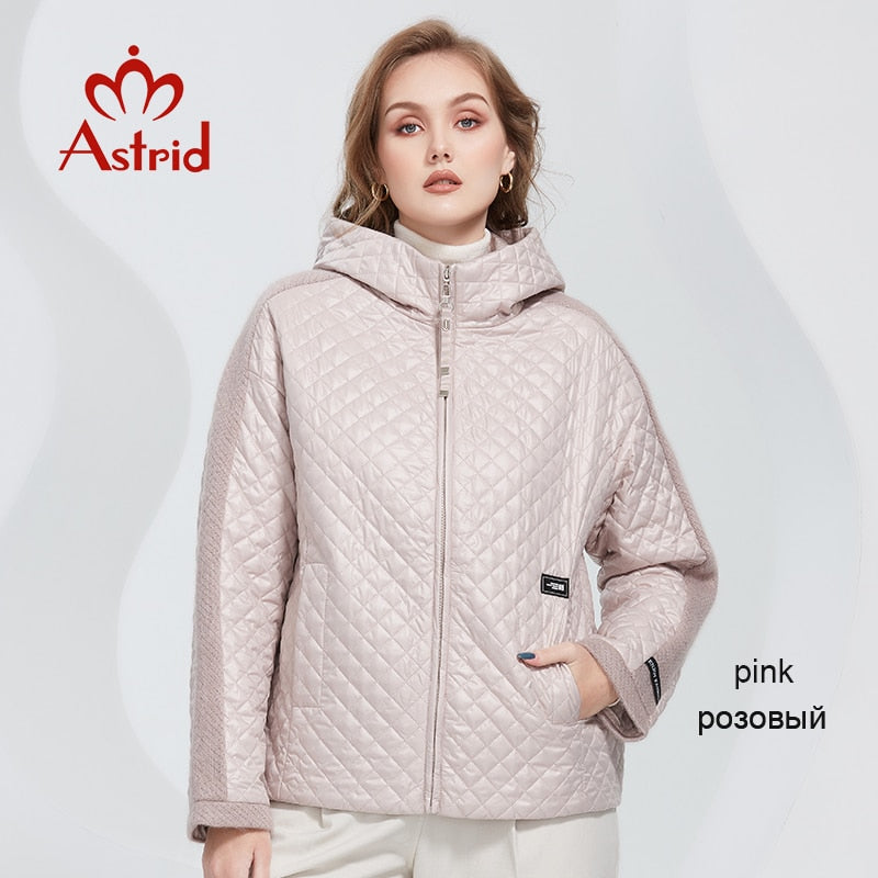 Spring Women Parkas Oversize Diamond Pattern Padded Coats
