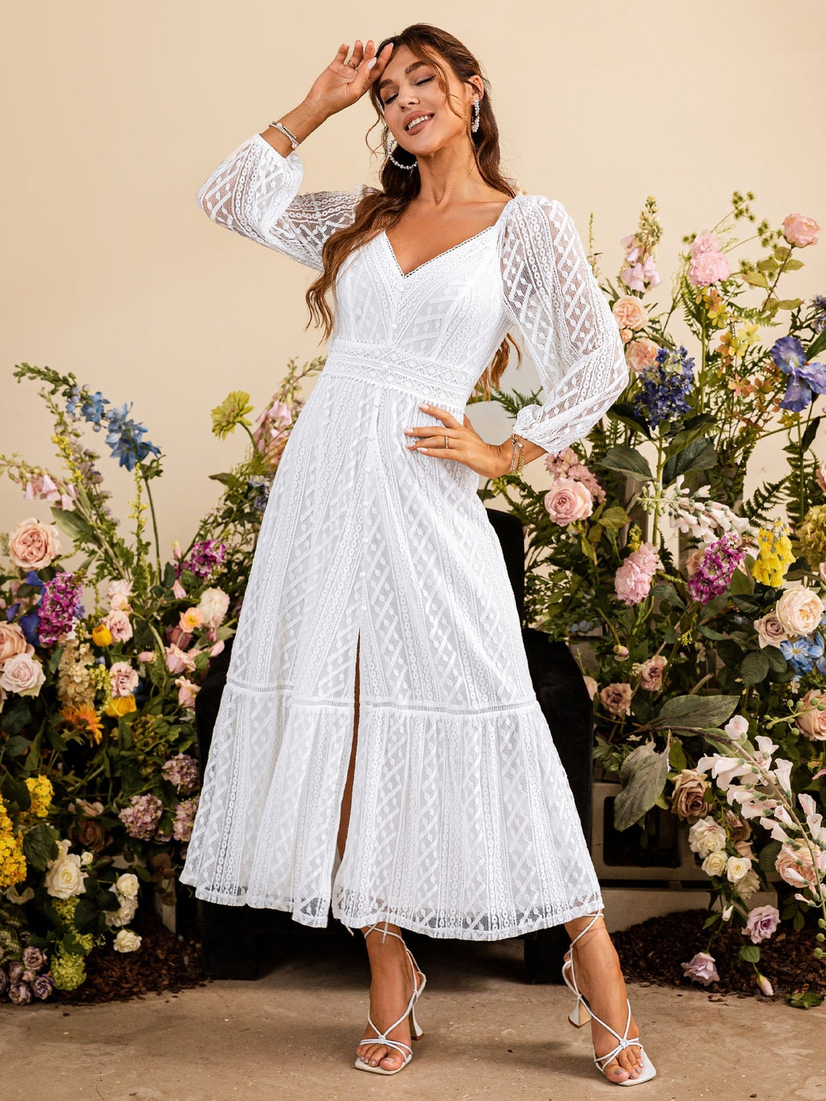 Simplee Elegant white bridesmaid party dress