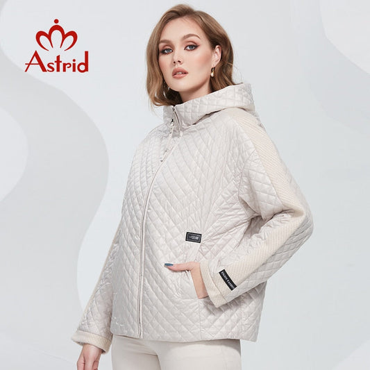 Spring Women Parkas Oversize Diamond Pattern Padded Coats