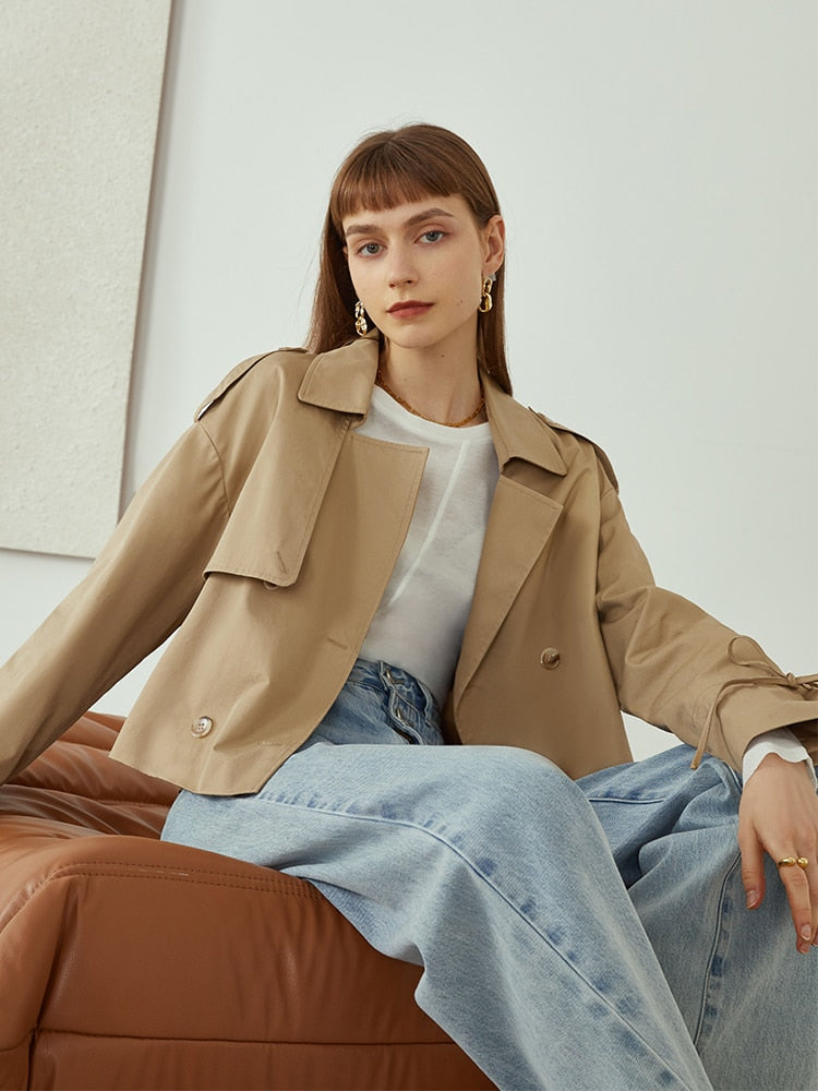 Woman Clothes Women's Short Trench Coat High Sense Coat