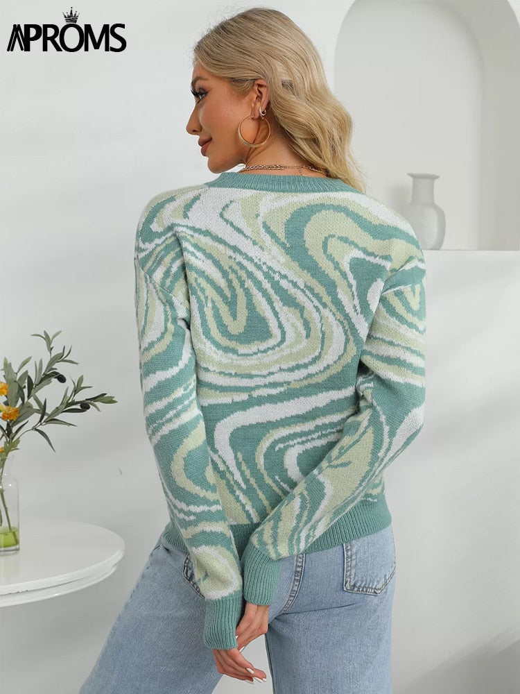 Aproms Elegant Black White Striped Sweaters