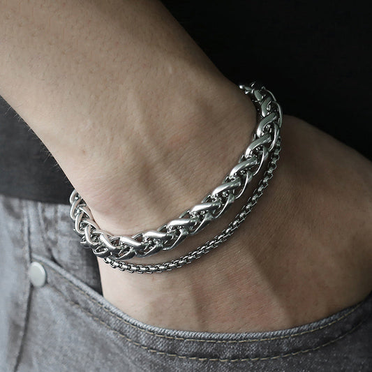 Double Chain Steel Bracelet