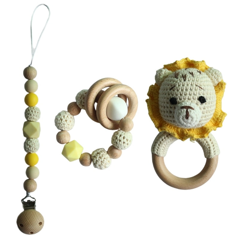 Teether Rattle With Bells Wooden Rings