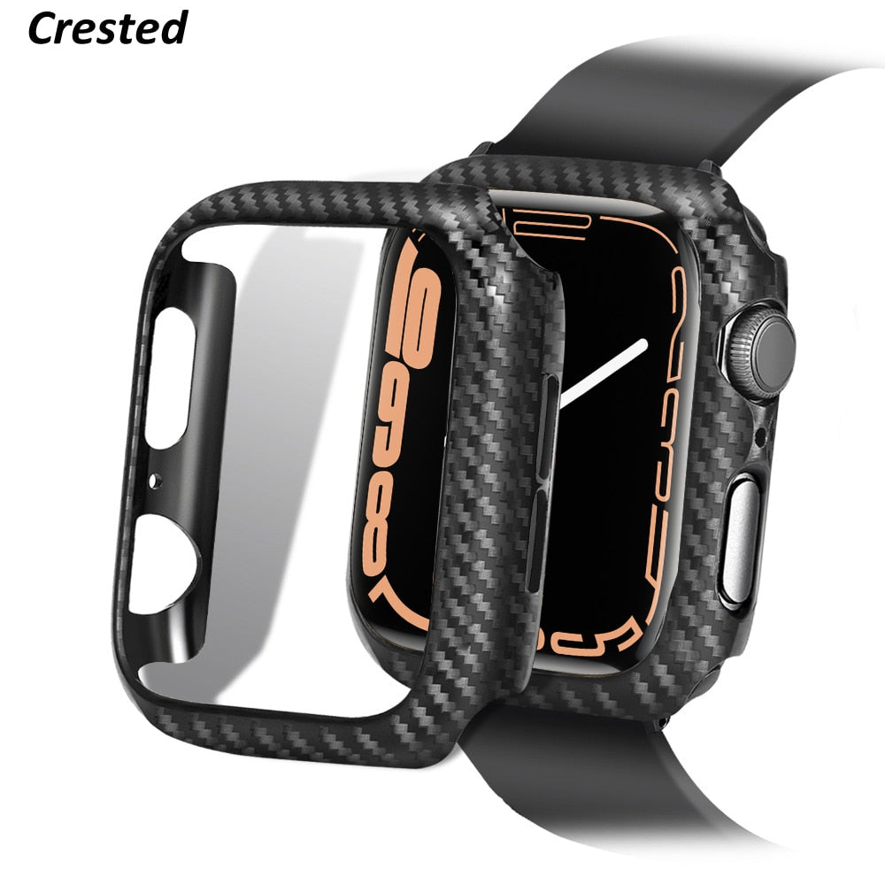 Cover For Apple watch case 44mm 40mm 45mm 41mm 42mm 38mm Carbon fiber Bumper Protector iWatch series 7 3 4 5 6 SE 8 Accessories