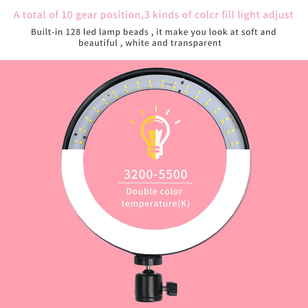 10&quot; LED Ring Light Photographic Selfie Ring Light with Stand for Youtube Makeup Video  Studio Tripod Ring Light for Smartphone