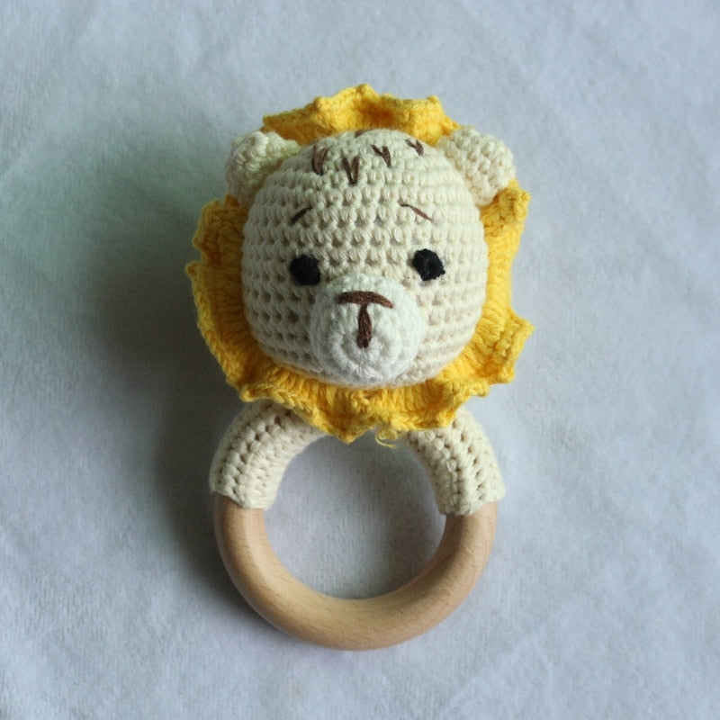 Teether Rattle With Bells Wooden Rings